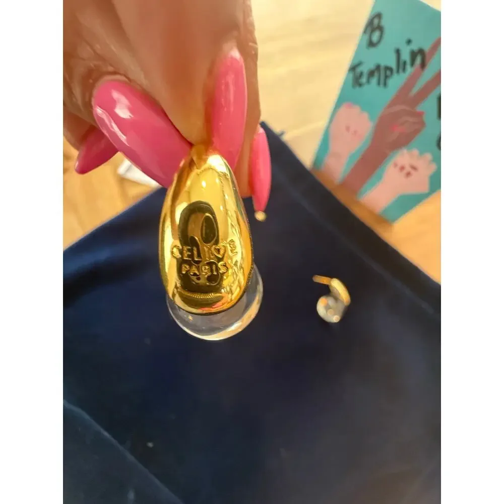 CELINE Paris Vintage Gold in Glass Teardrop Earrings - Picture 8 of 10